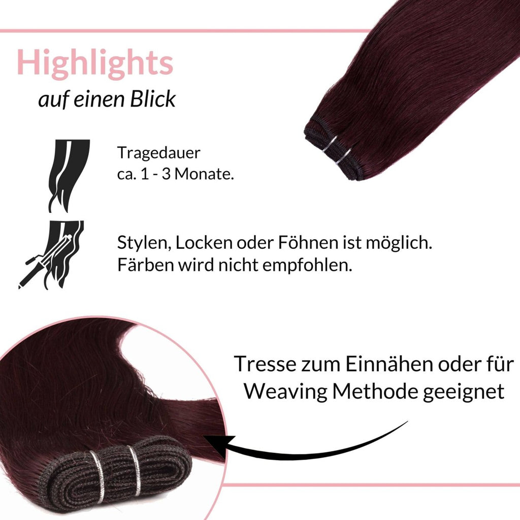 Glatte Echthaartresse Weft Weaving - Hair2Heart