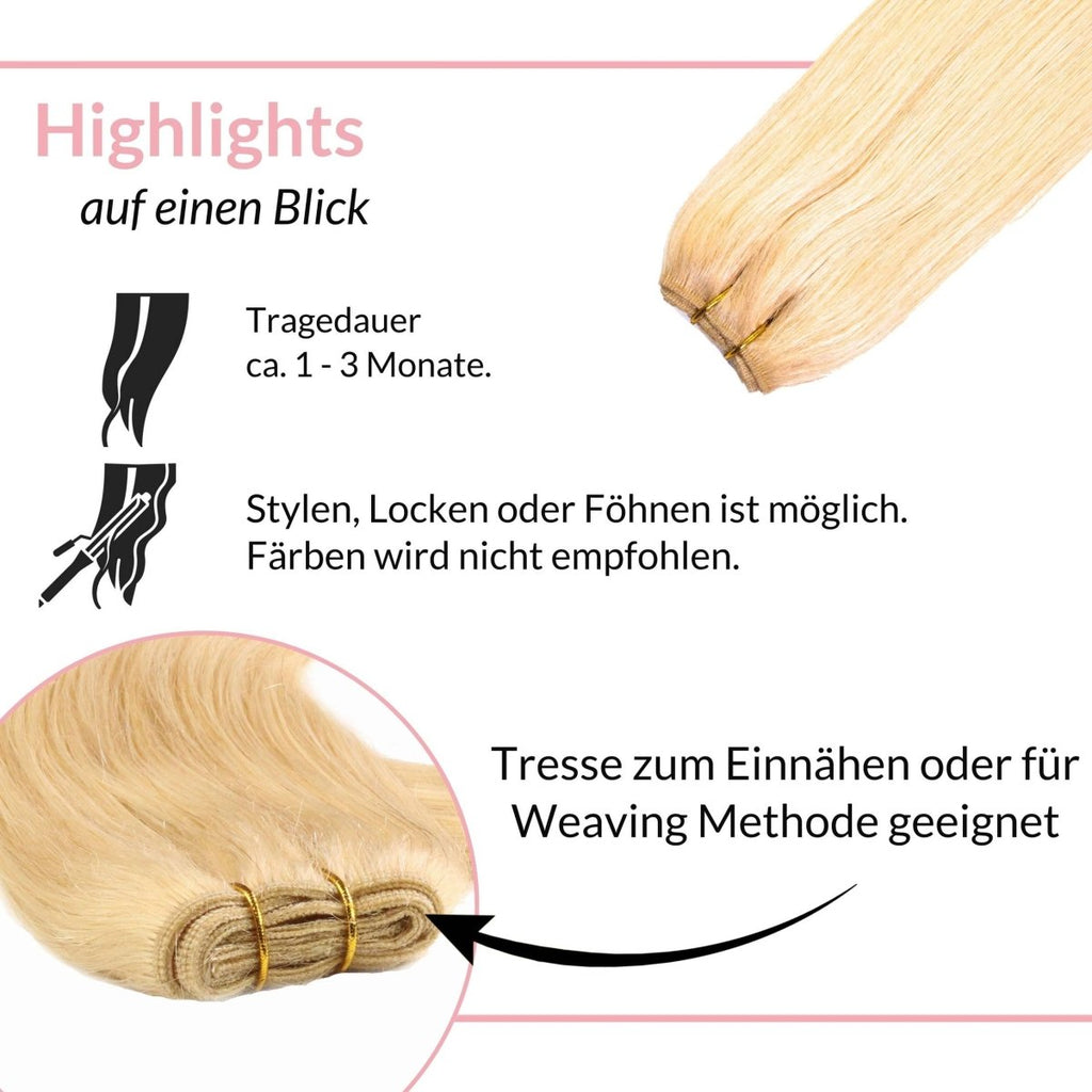 Glatte Echthaartresse Weft Weaving - Hair2Heart