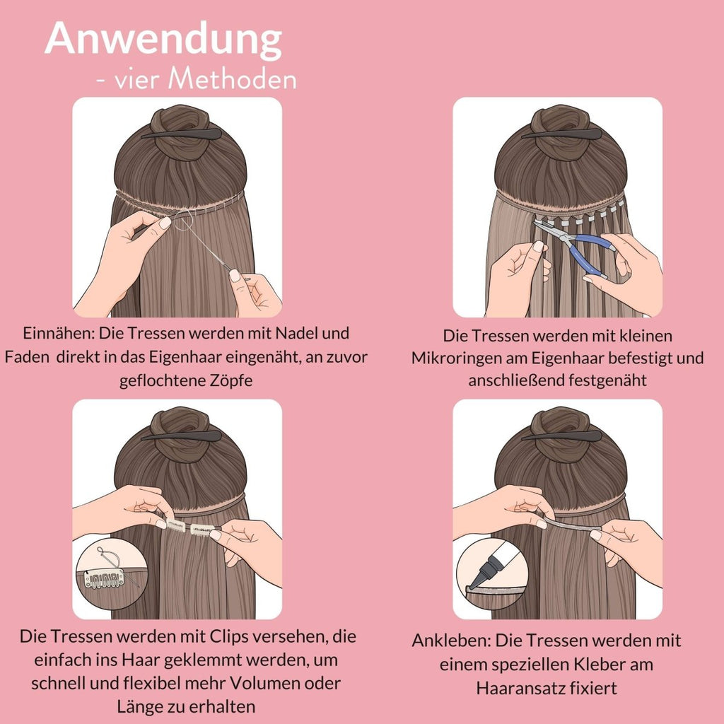 Glatte Echthaartresse Weft Weaving - Hair2Heart