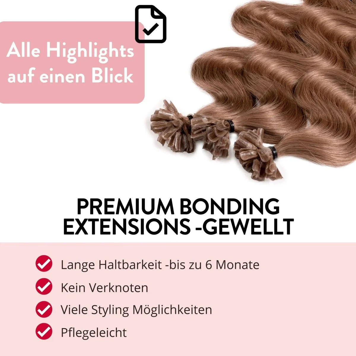 Premium Bondings gewellt - Hair2Heart Echthaar
